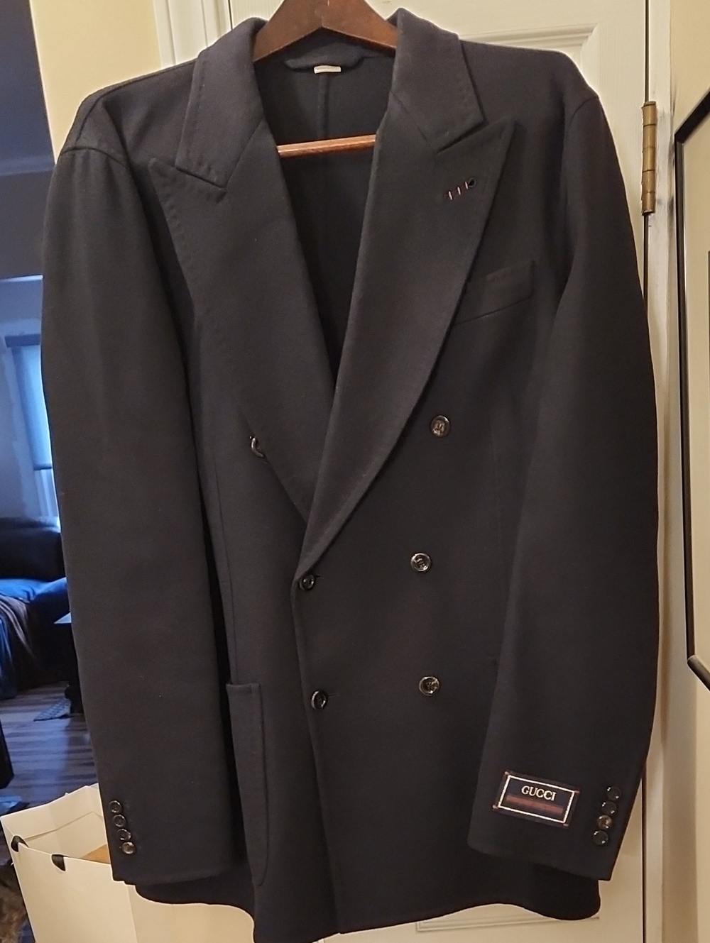 Gucci Double-Breasted Dark Navy Wool Sport Coat